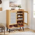 thumbnail image 1 of Rattan Shoe Cabinet, Shoes Storage Cabinet with Door, Freestanding Shoe Organizer Cabinet with Removable Shelves for Entryway, 1 of 5