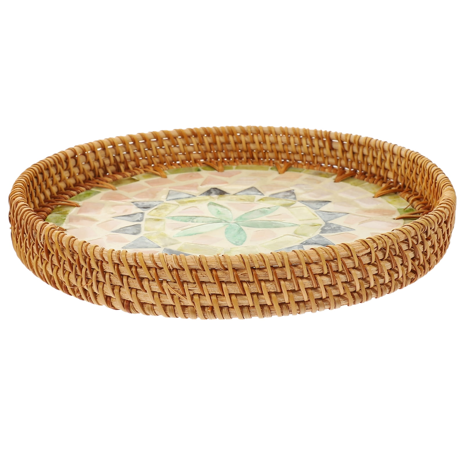 Rattan Sieve Tray Bread Serving Woven Basket Seagrass Baskets Fruit ...