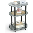 thumbnail image 1 of Rattan Small Round Side Table, Boho Nightstand with Storage Basket, 3-Tier End Table, Narrow Accent Table, Modern Bedside Table for Bedroom, Living Room-Grey, 1 of 14