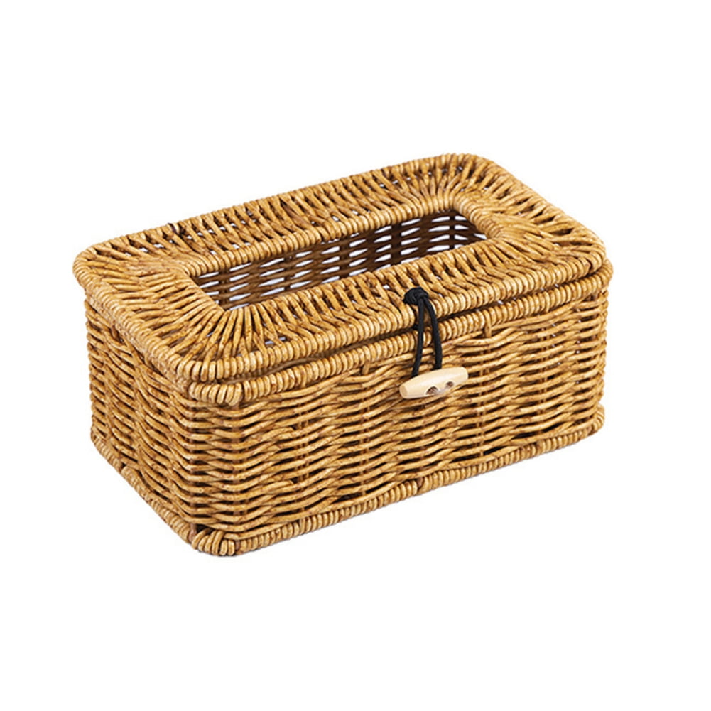 Rattan Square Tissue Box Cover for Bathroom Woven Facial Napkin Holder Rattan Bathroom Woven ...