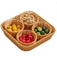 thumbnail image 1 of Rattan Storage Basket,1 Set Decorative Candy Basket,Woven Fruit Basket,Wicker Snack Holder,Decorative Candy Bowl,Food Basket,Bread Basket,1 Large Square Basket with 4 Small Round Basket, 1 of 7
