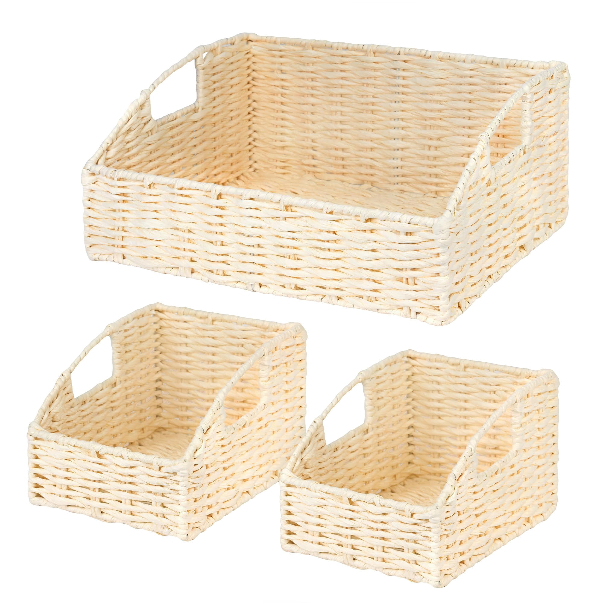 Storage Container Baskets Rattan Storage Baskets, Handwoven Wicker Storage Bins with Built-in ...