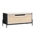 thumbnail image 1 of Rattan Storage Bench, Solid Wood Legs Storage Trunk, Entryway Storage Bench with Safe Hinges for Living Room Bedroom Entryway Hallway, Black, 1 of 6