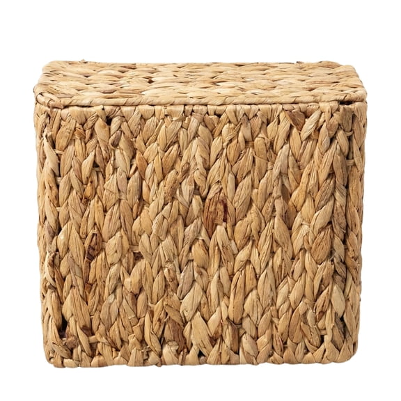 Rattan Storage Bin with Lid, Small Woven Basket, 10X8X10 In, Square Shape, Home Accent Clutter Holding, Living Spaces, Tan, 1 Pc