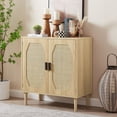 thumbnail image 1 of Rattan Storage Cabinet with Doors, 31.5'' Sideboard Buffet Cabinet Accent Cabinet Buffet Table with Storage for Hallway, Entryway Living Room and Dining Room Natural, 1 of 6