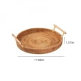 thumbnail image 1 of Rattan Storage Tray with Wooden Handle Round Handwoven Wicker Basket Bread Food Plate Fruit Tea Cake Platter Dinner Serving Tray, 1 of 6