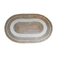 thumbnail image 1 of Rattan Straw Rope Oval Woven Striped Welcome Mat, Hotel Decorative Oval Doormat, 1 of 7