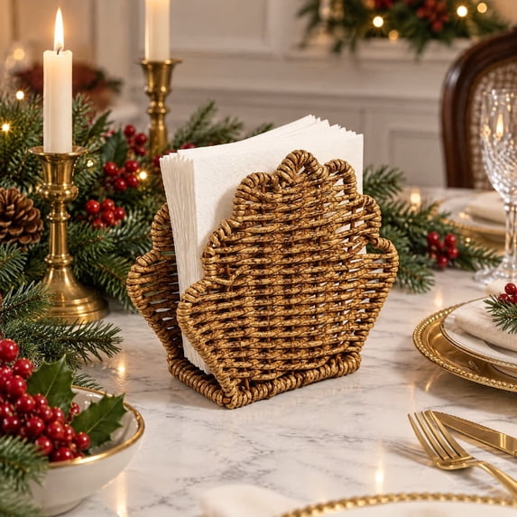 Napiken Rattan Style Napkin Holder, Hand Woven Paper Napkin Stand, Waterproof ...