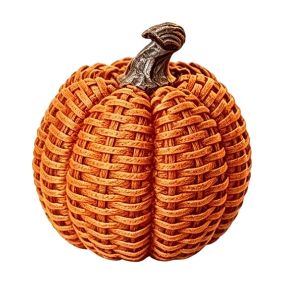 Rattan Style Resin Pumpkin Decor – Distressed Artificial Craft Ornament for Halloween, Thanksgiving, and Autumn Home Display