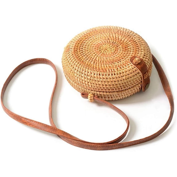 Rattan Summer Straw Beach Bag - Woven Wicker Basket Vacation Purse - Gifts for Women