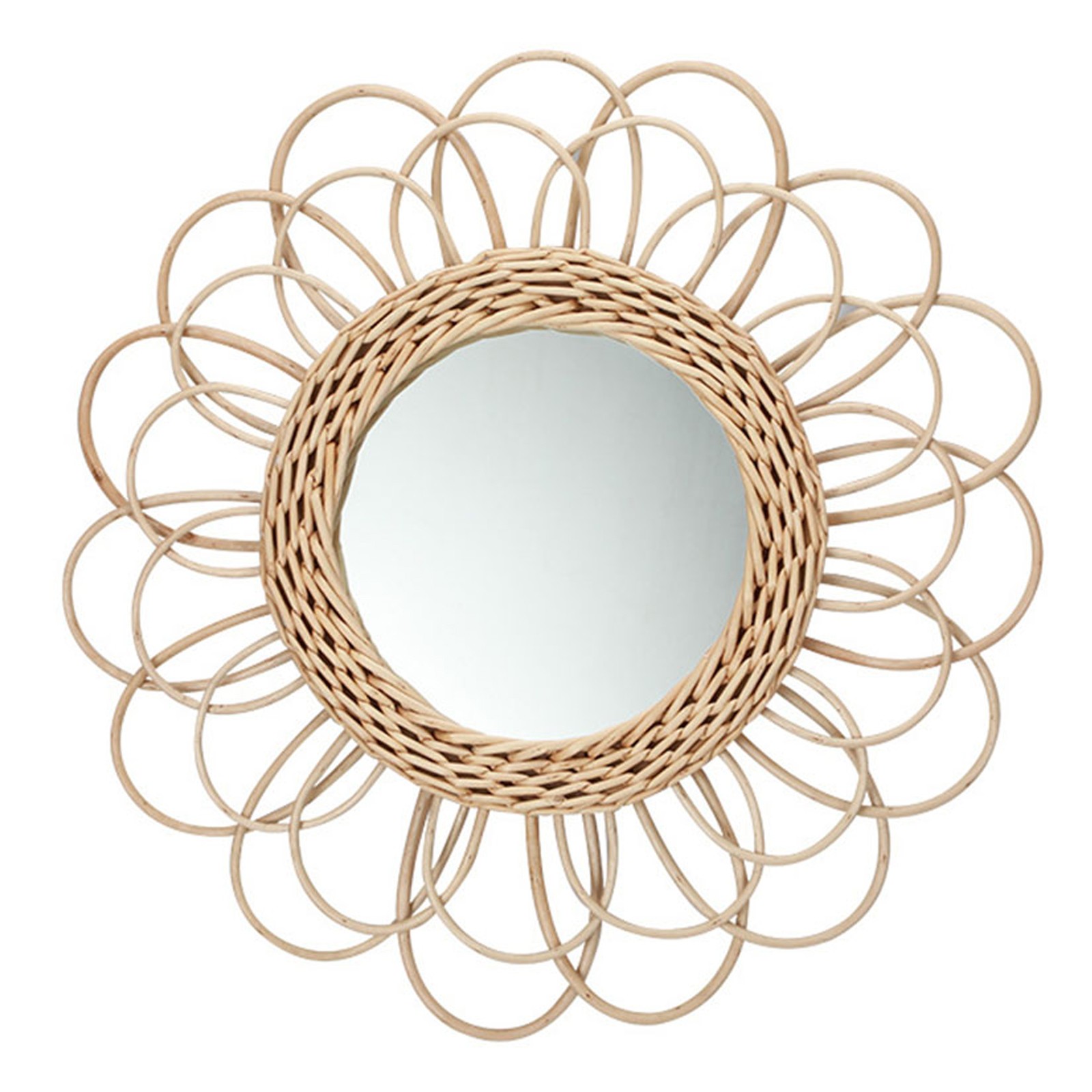 Rattan Sunburst Wall Decor,Rustic Handwoven Art Decoration Round Makeup