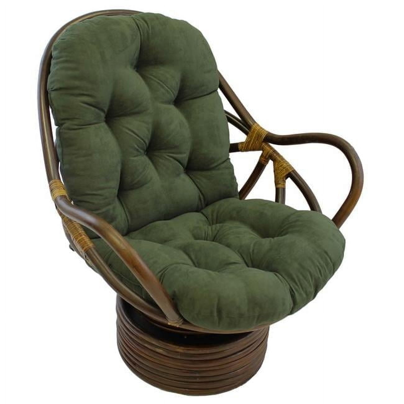 Rattan Swivel Rocker with Micro Suede Cushion, Hunter Green - Walmart.com