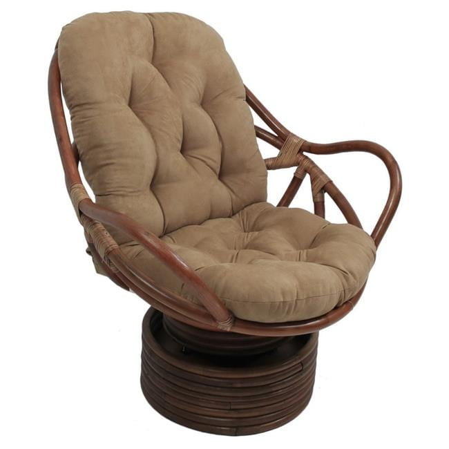 Java Rattan Swivel Rocker with Plush Micro Suede Cushion