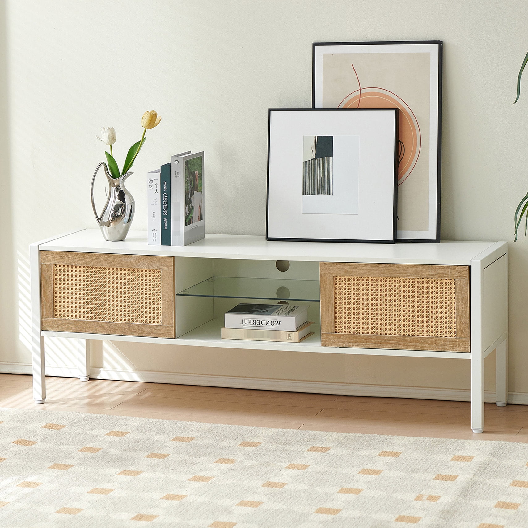 Rattan TV with Double Sliding Doors / Easy Access to Items in — free download