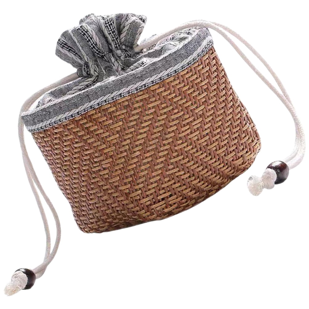 Rattan Teapot Bag Portable Set Cotton Linen Sponge Travel