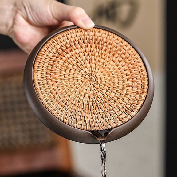 Rattan Teapot Mat Tray Holder Tea Table Pad Single Layer Heat Resistant Zisha Accessory for Tea Set and Home Decoration