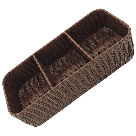 Rattan Three-compartment Box Decorative Woven Storage Basket Baskets Shelf Iron Pp