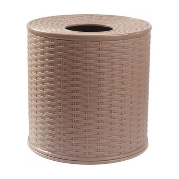 Rattan Tissue Box Toilet Paper Cover Wicker Decorative Holders with Lid for Storage Single Roll and Tissues Protector in Bathroom,Round Toilet Holder Basket