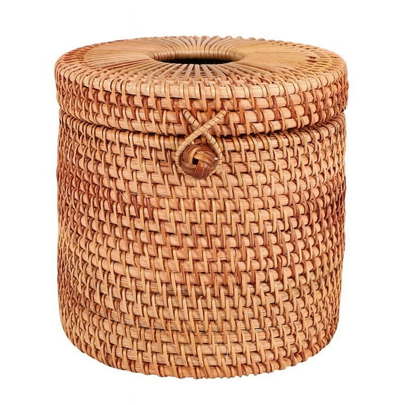 Rattan Tissue Box Toilet Paper Cover Wicker Decorative Holders with Lid for Storage Single Roll and Tissues in Bathroom