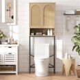 Rattan Toilet Storage Cabinet, Over The Rack Wood Cabinet with Metal ...