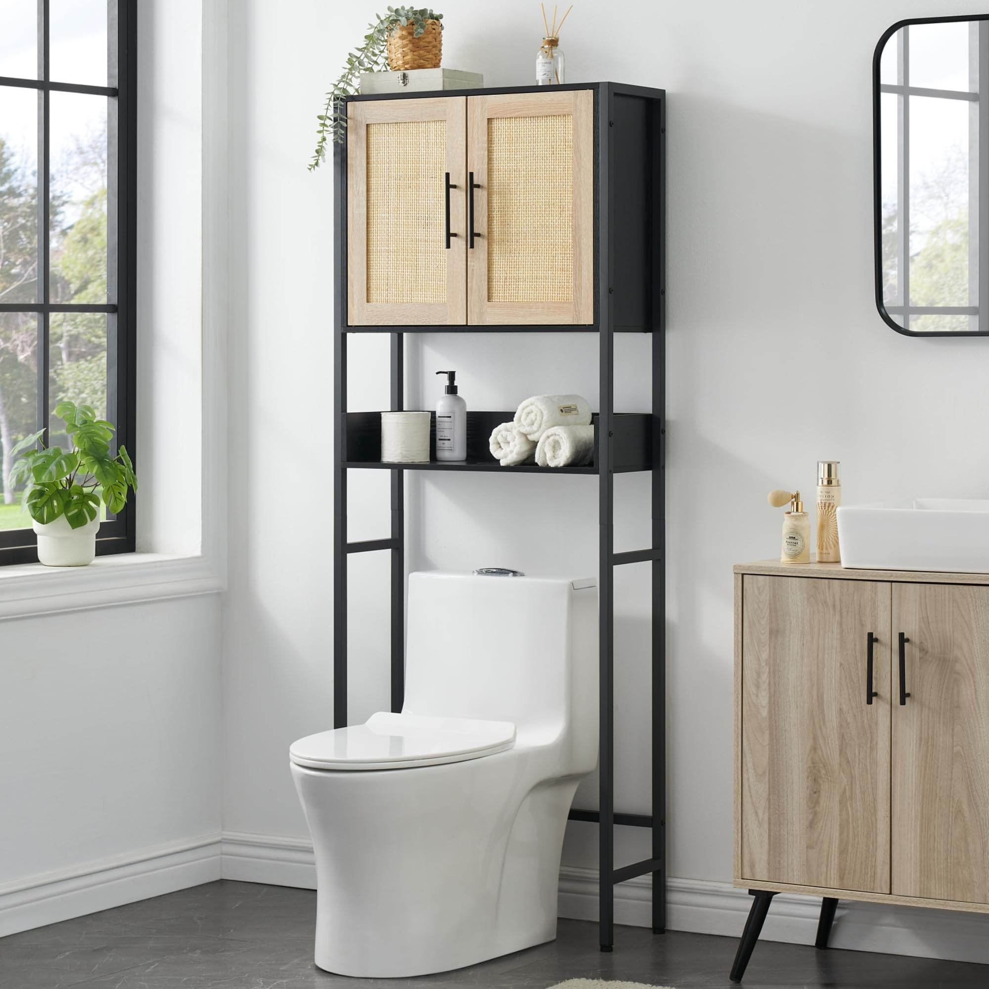 Rattan Toilet Storage Cabinet, Over The Toilet Storage Cabinet ...