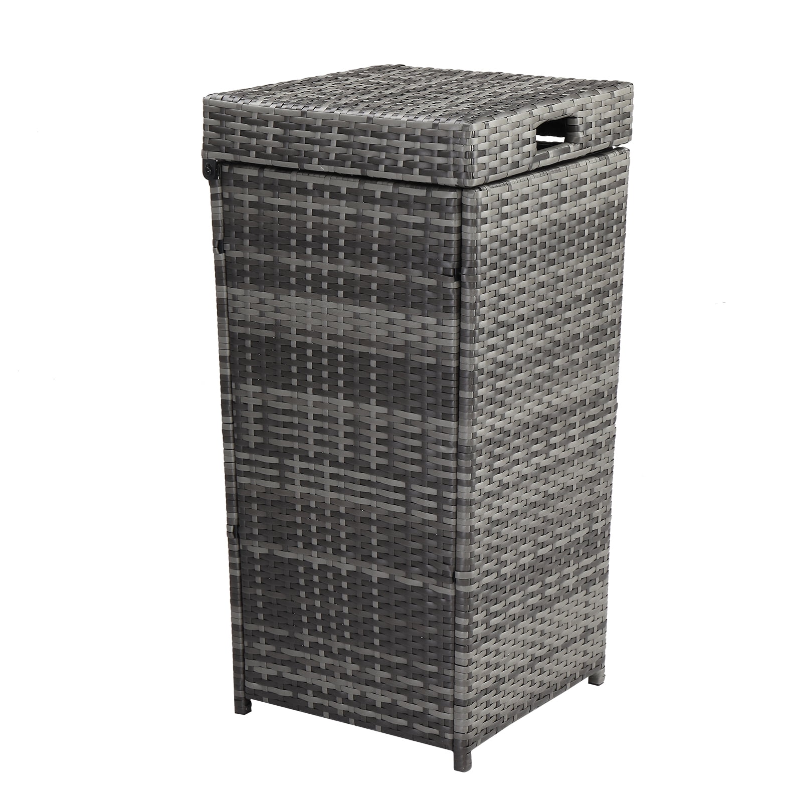 Rattan Trash Can with Top Cover, Indoor/Outdoor Use, PE Rattan, Retro Elegant Style, Gray Gradient