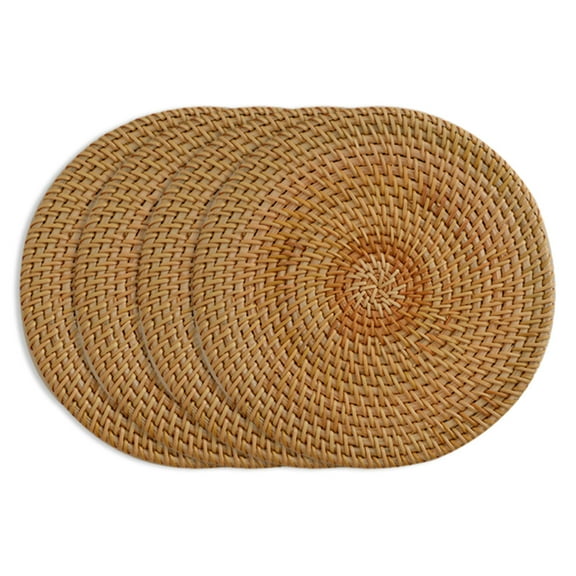 Rattan Trivets, Unique Hand Woven Natural Rattan Heat Resistant Multi Purpose Table Protector For Home Decoration, Set Of 4
