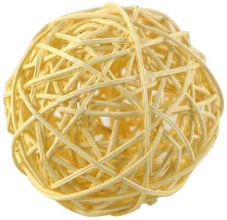 Rattan Twig Wicker Balls Vase Filler, 21/2inch, 6Piece, Ivory