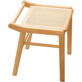 Rattan Vanity Stool, Bamboo Dressing Chair, Ottoman and Step Stool | Extra Seating, Footrest Use, Dressing Chair Function, Vanity-Side Placement, Bedroom, Living Room and Entryway Versatility
