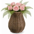 thumbnail image 1 of Rattan Vase for Flowers, Rustic Woven Wicker Vase for Boho Home Decor, Imitation Rattan Flower Basket, Farmhouse Desktop Centerpiece for Pampas Grass, Dried Floral Arrangement(Dark Brown), 1 of 9