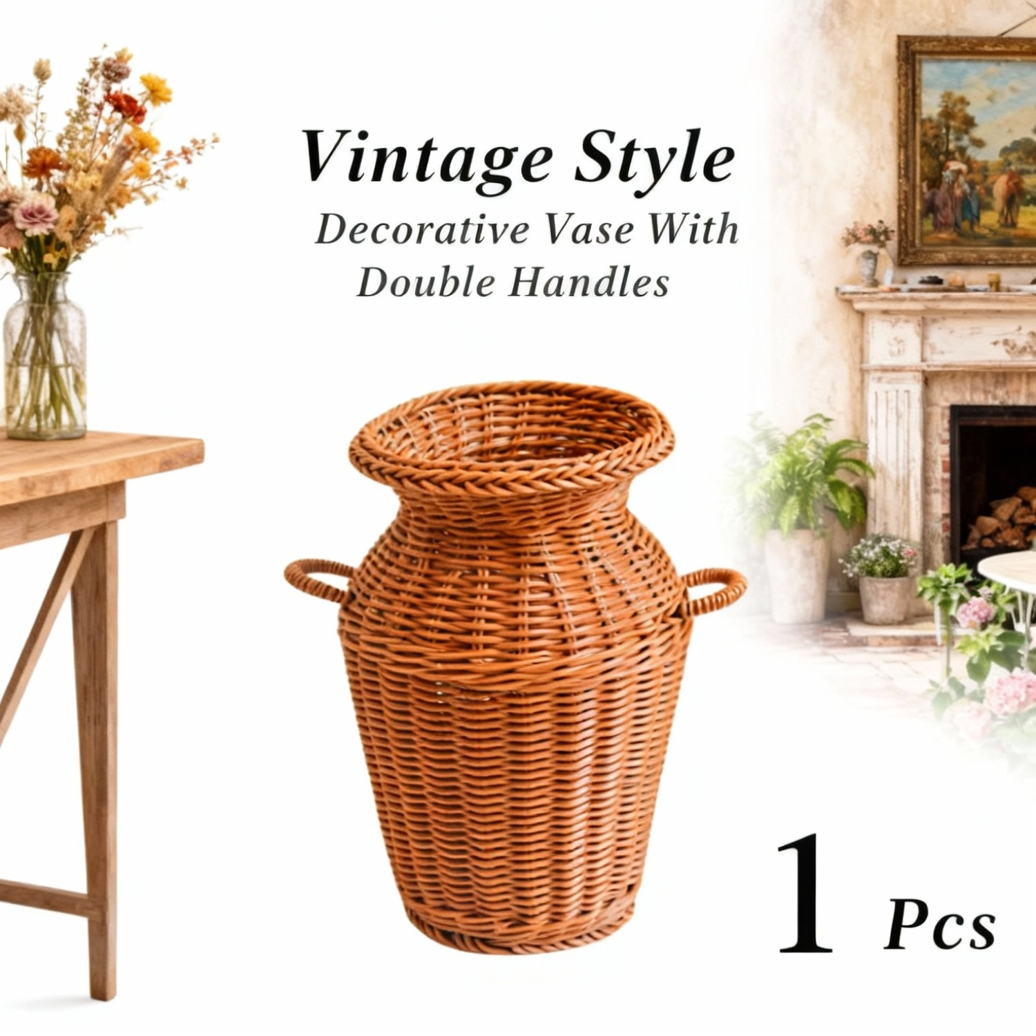 Rattan Vase,Handwoven Wicker Flower Vase for Home Decor,Perfect for ...