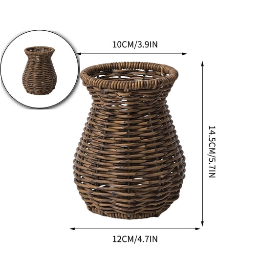 Rattan Vase for Decor Woven Vase Flower Arrangement Country Rustic Style Rattan Flower Basket for Tabletop Centerpiece Home Decor