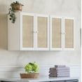 thumbnail image 1 of Rattan Wall Cabinets Set - Kitchen Wall Mounted Storage Cabinets with 2 Paper Rattan Doors and Shlelf Adjustable in Laundry or Bathroom Over The Toilet,One Set of 2 Pcs, in White, 1 of 6