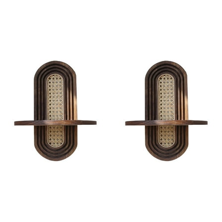 Rattan Wall Shelf, 2025 New Decorative Hanging Shelf for Flowers, Bohemian Modern Design, 11.8 x 14.57 Inches, for Home Wall Decoration