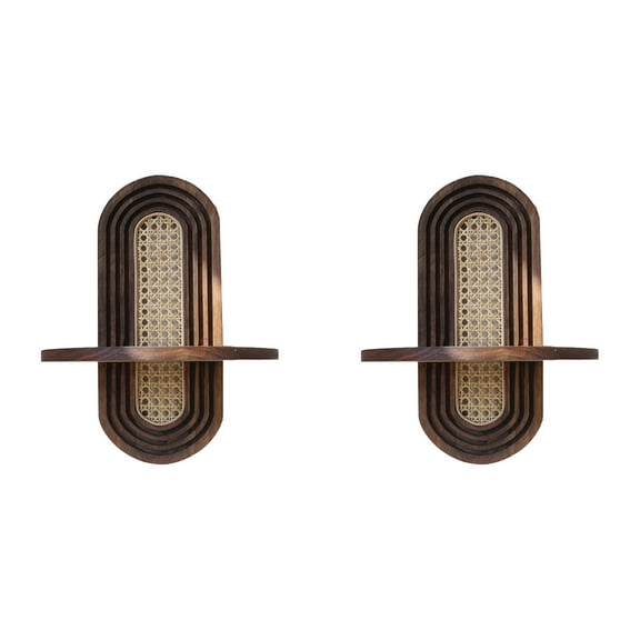 Rattan Wall Shelf, 2025 New Decorative Hanging Shelf for Flowers, Bohemian Modern Design, 11.8 x 14.57 Inches, for Home Wall Decoration