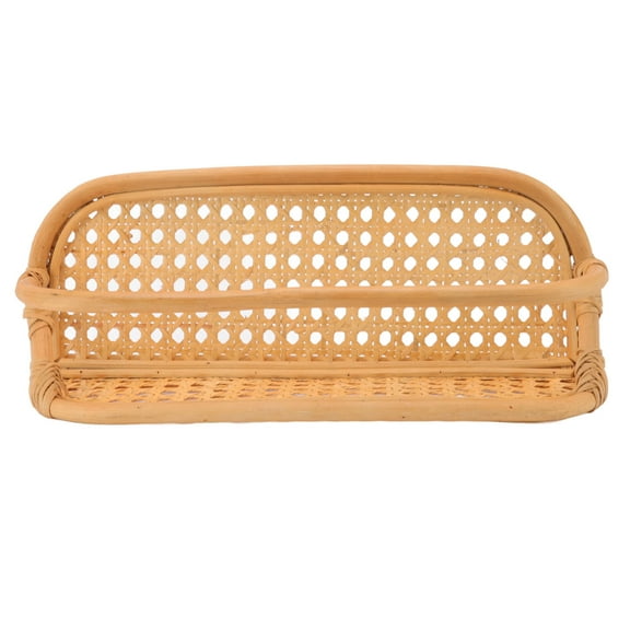 Rattan Wall Shelf Hand Crafted Durable Natural Rattan Hanging Rack Wall Storage Shelf for Bathroom Kitchen Living Room