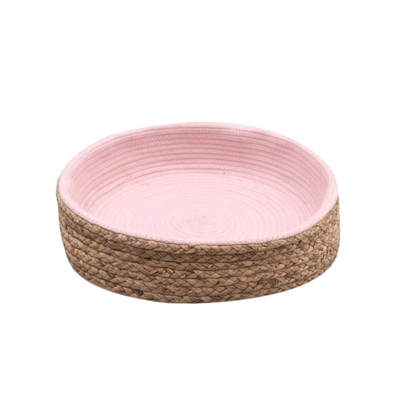 Rattan Weaving Cat Bed – Round Semi-Enclosed Pet Cushion, Scratch-Resistant & Durable, Perfect for Storage & Rest, Large Size