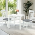 thumbnail image 1 of Rattan Wicker Furniture 3 Pc Dining Kitchen Set Square Table and 2 Warm Chairs Classic Style Solid Wood in White Finish, 1 of 8