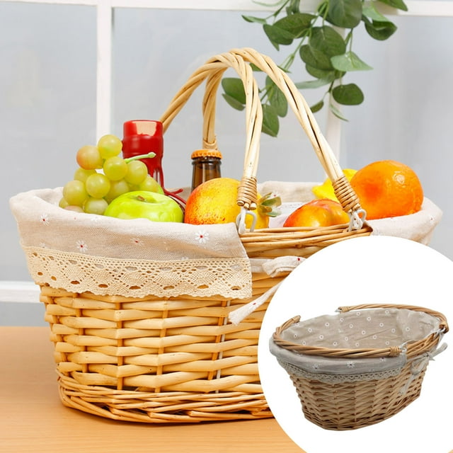 Rattan Wicker Hand Shopping Woven Wicker Wicker Fruit Picnic Storage ...