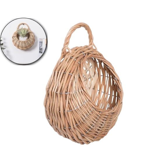 Rattan Wicker Hanging Basket for Wall 7.8X6.5X3.4 Inch Indoor Outdoor Planters for Flowers and Greenery Home Garden Decor