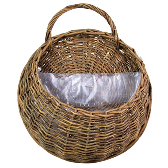 Rattan Wicker Hanging Flower Pot, Half Round Rattan Railing Planter, Hanging Planter with Removable An integral handle ,Hanging Basket,Wall Basket,Wall Storage Basket,S