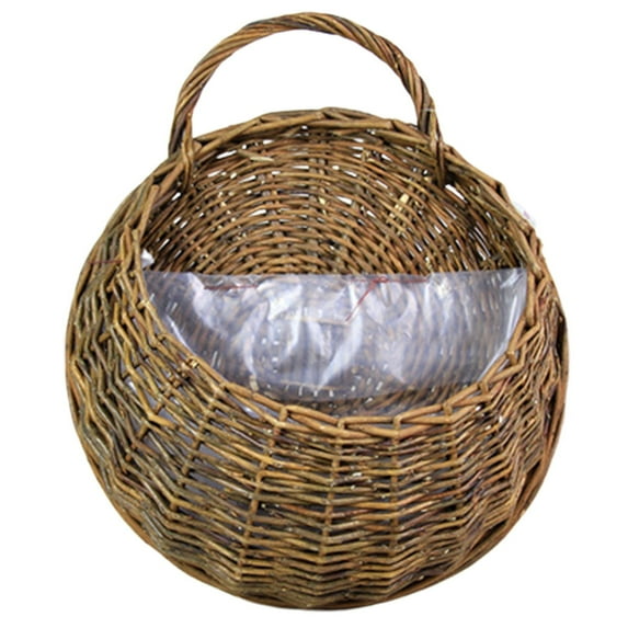 Rattan Wicker Hanging Flower Pot, Half Round Rattan Railing Planter, Hanging Planter with Removable An integral handle ,Wall Storage Basket