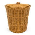 Rattan Wicker Trash Can with Lid in Bedroom, Bathroom 3 Gallon Small