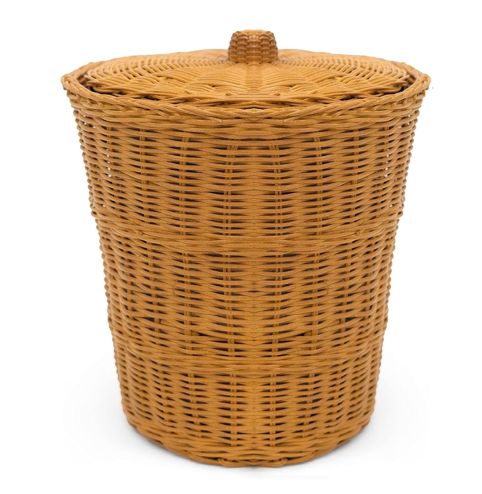 Rattan Wicker Trash Can with Lid in Bedroom, Bathroom - 3 Gallon Small ...