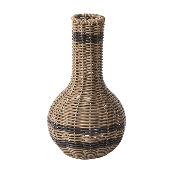 Rattan Wicker Woven Flower Vase, 9.8'' Tall Handmade Wicker Vase for Dried Flowers & Pampas Grass, Rustic Farmhouse Floor & Tabletop Urn for Living Room Entryway Boho Decor