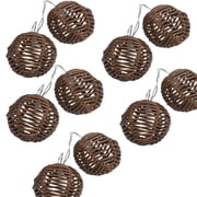 Rattan Wire Ball Style Decorative Lantern String Lights - 10 Lights Globe Rattan Wicker Ball String Lights Indoor Outdoor Patio String Light for Home Pergola Porch Party Backyard