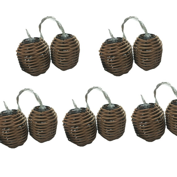 Rattan Wire Ball Style Decorative Lantern String Lights - Rattan Ball String Lights Fairy Lights Indoor Outdoor Boho Hollow String Light for Home Pergola Garden Party Backyard, 10 Lights