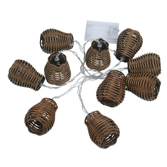 Rattan Wire Ball Style Decorative Lantern String Lights - Rattan Wire Bottle Style Lantern String Lights with 10 Lights, Indoor Outdoor Patio String Light for Home Pergola Porch Party Backyard