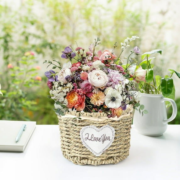 Rattan Woven Flowerpot Handmade Woven Flower Basket Woven Green Plants Succulents Decoration Stylish Planter Baskets for Indoor and Outdoor