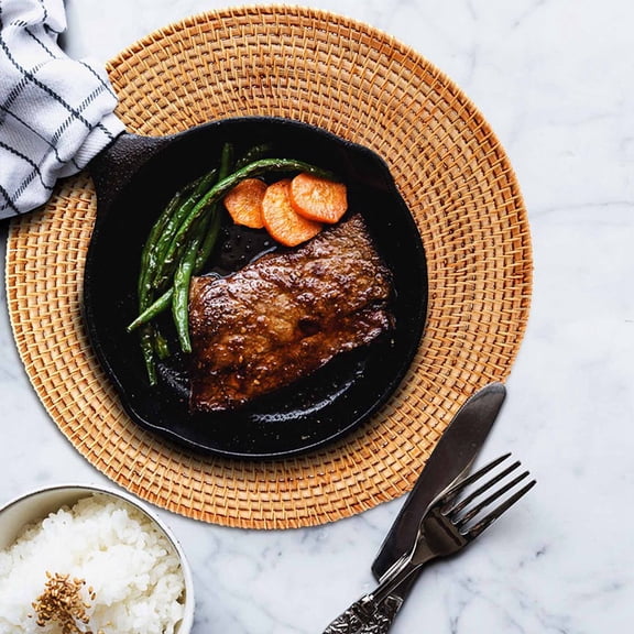 Rattan Woven Placemats,Round Table Mats,Non Slip Heat Place Mat,Wicker Placemat,Trivets for Hot Dishes Round